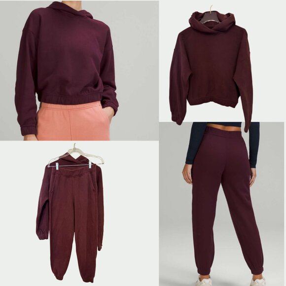 Lululemon Relaxed Cropped Hoodie + High-Rise Jogger Matching Set | Cassis - Picture 1 of 10